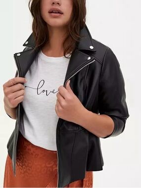 Torrid Leather Peplum Moto Jacket